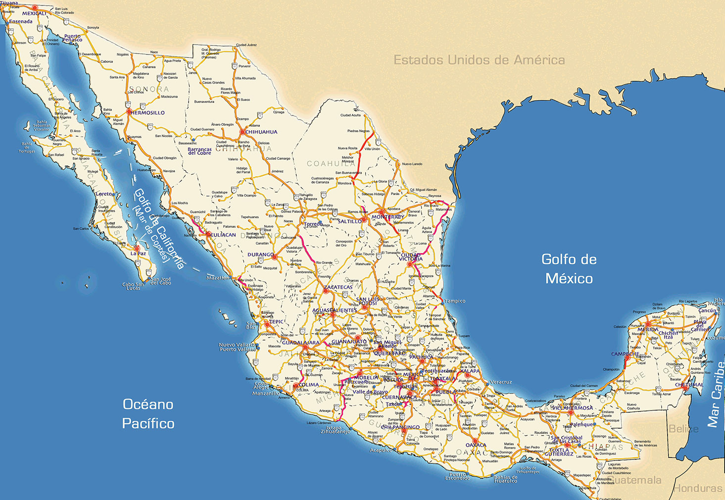 Mapa de México - Destinos México