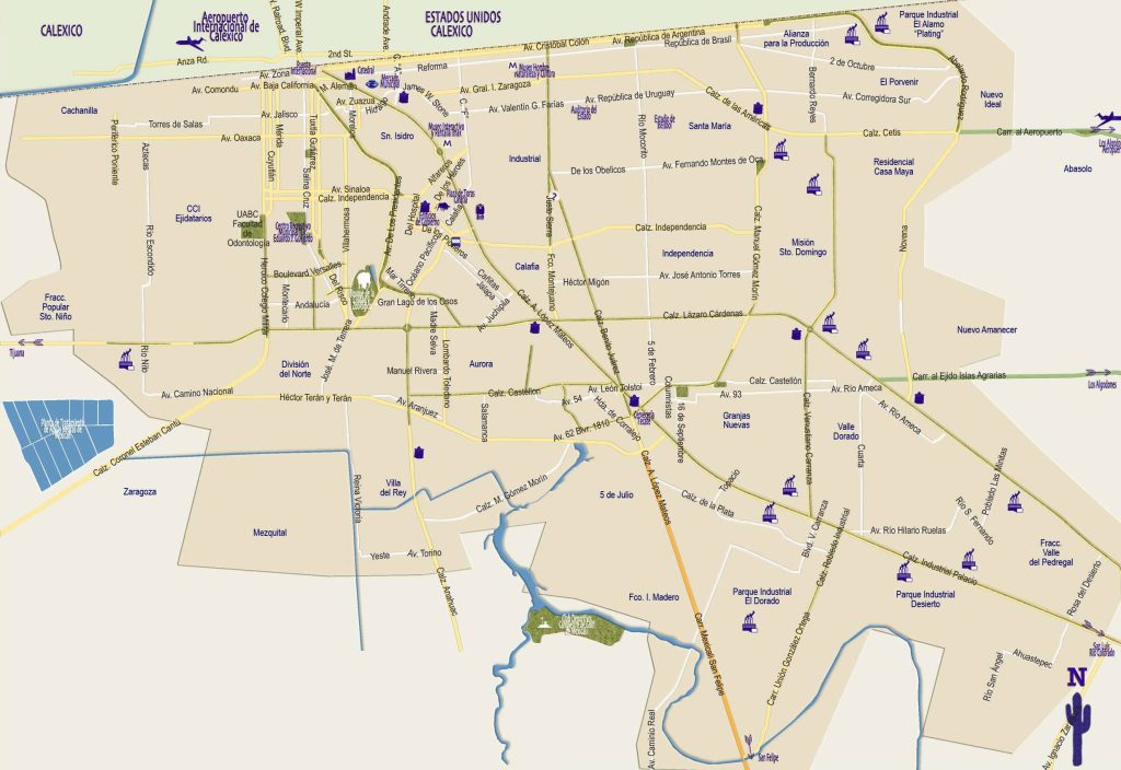 Mapa de Mexicali - Destinos México