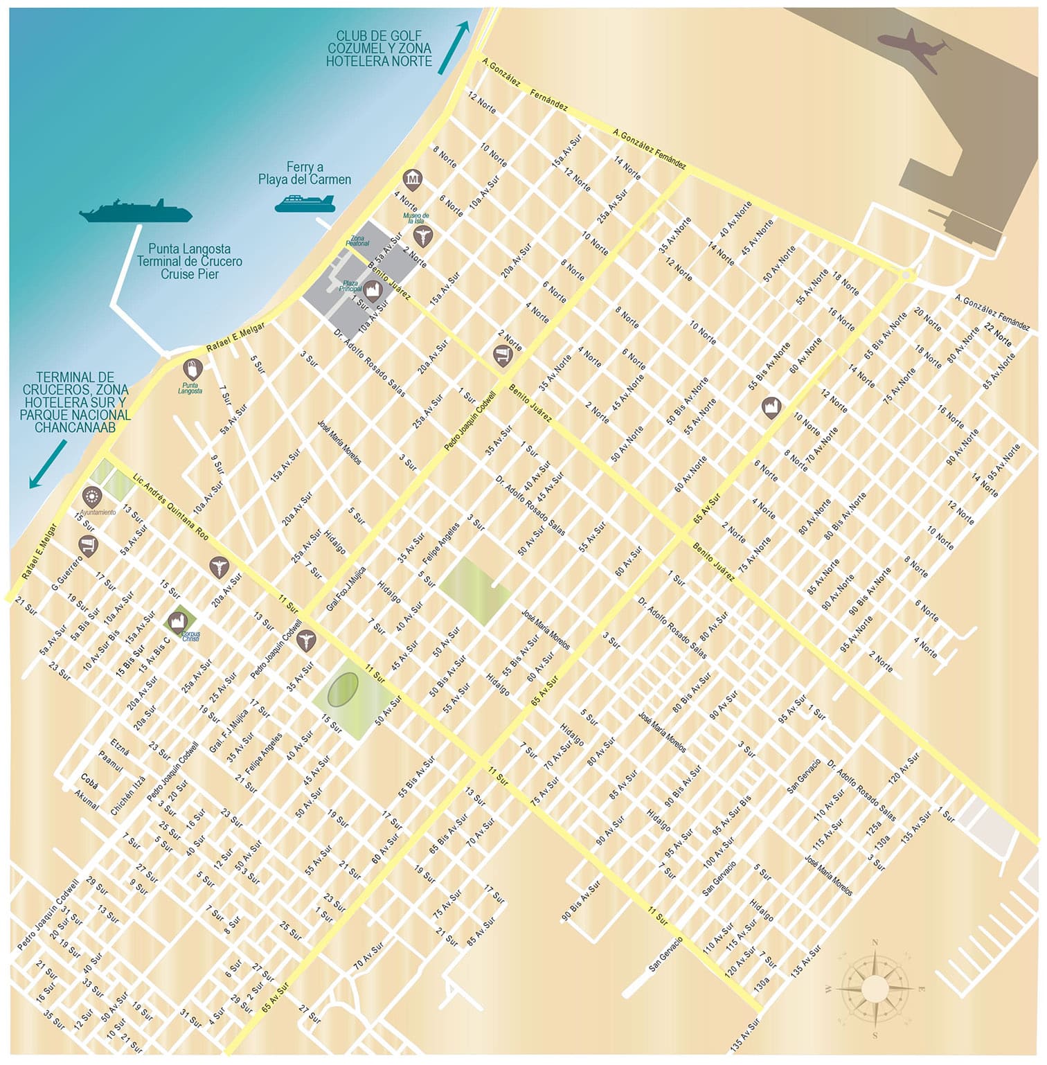 Mapas de Cozumel - Destinos México